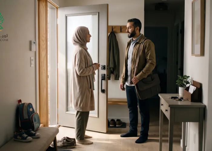 ما الذي تقوله الزوجة لزوجها حين يخرج إلى عمله؟